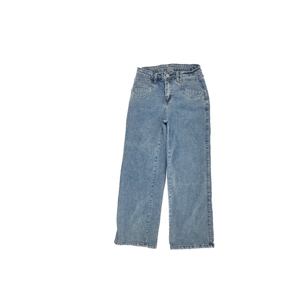 Sidefeel Crop Wide Leg Women's size 6 Medium Wash Blue Denim jeans